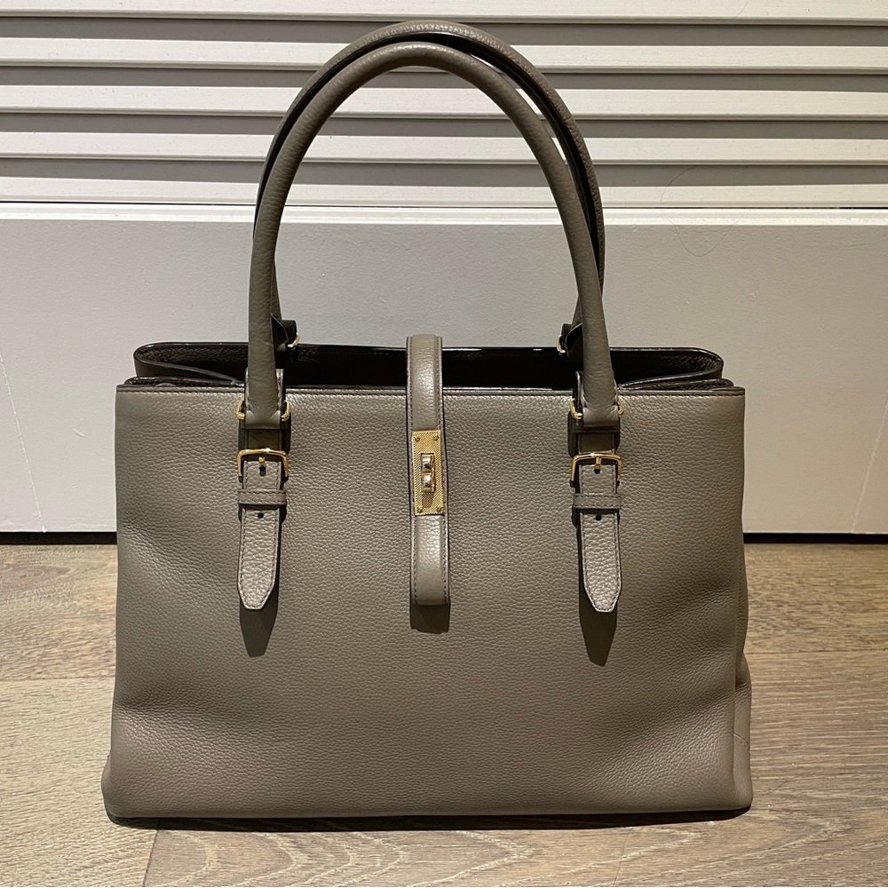 Bally Taupe Leather Tote Bag